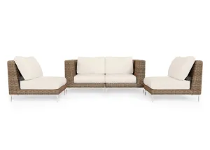 Brown Wicker Outdoor Loveseat with Armless Chairs - 4 Seat