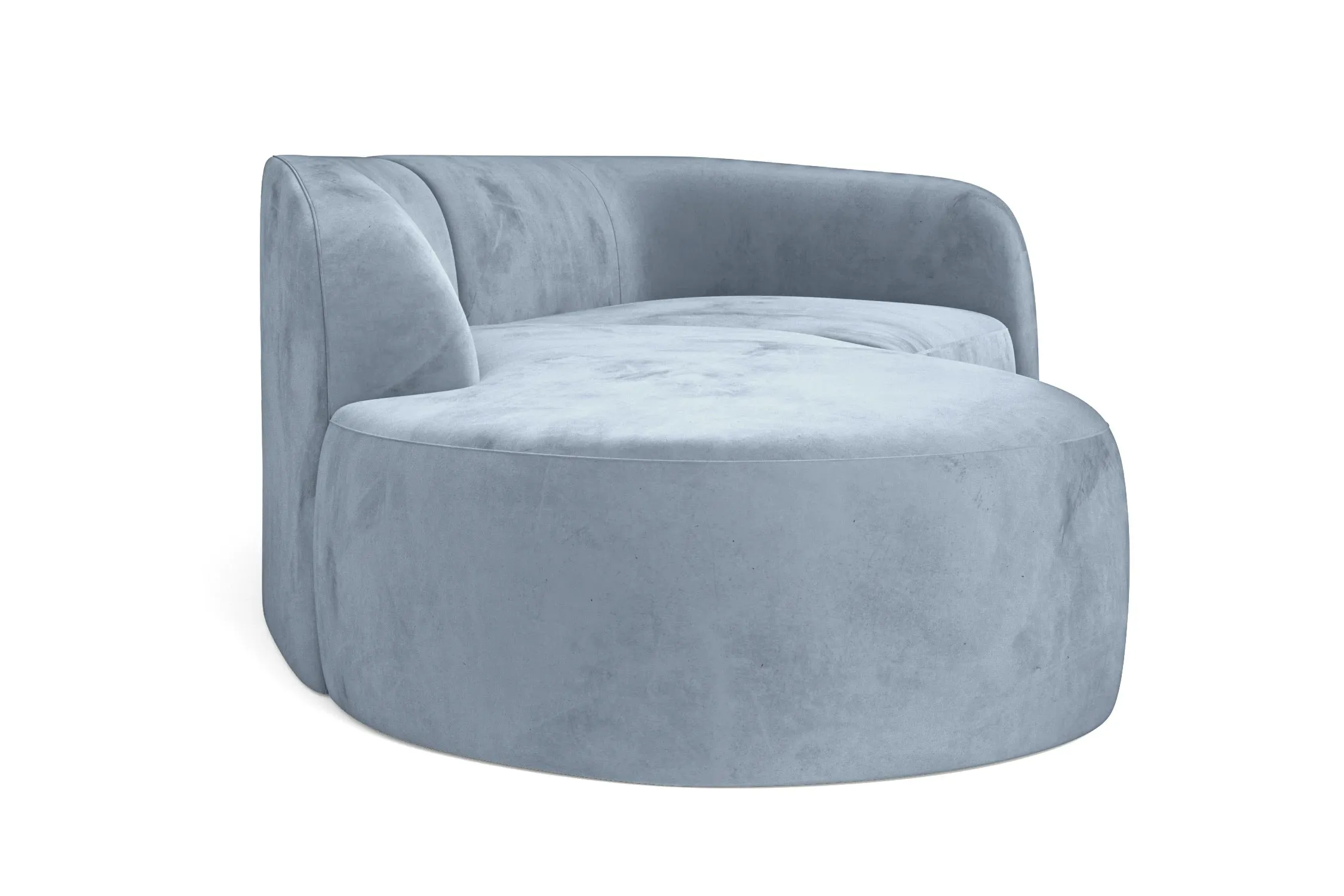Caserta 3 Seater Left Hand Facing Chaise Lounge Corner Sofa Baby Blue Velvet