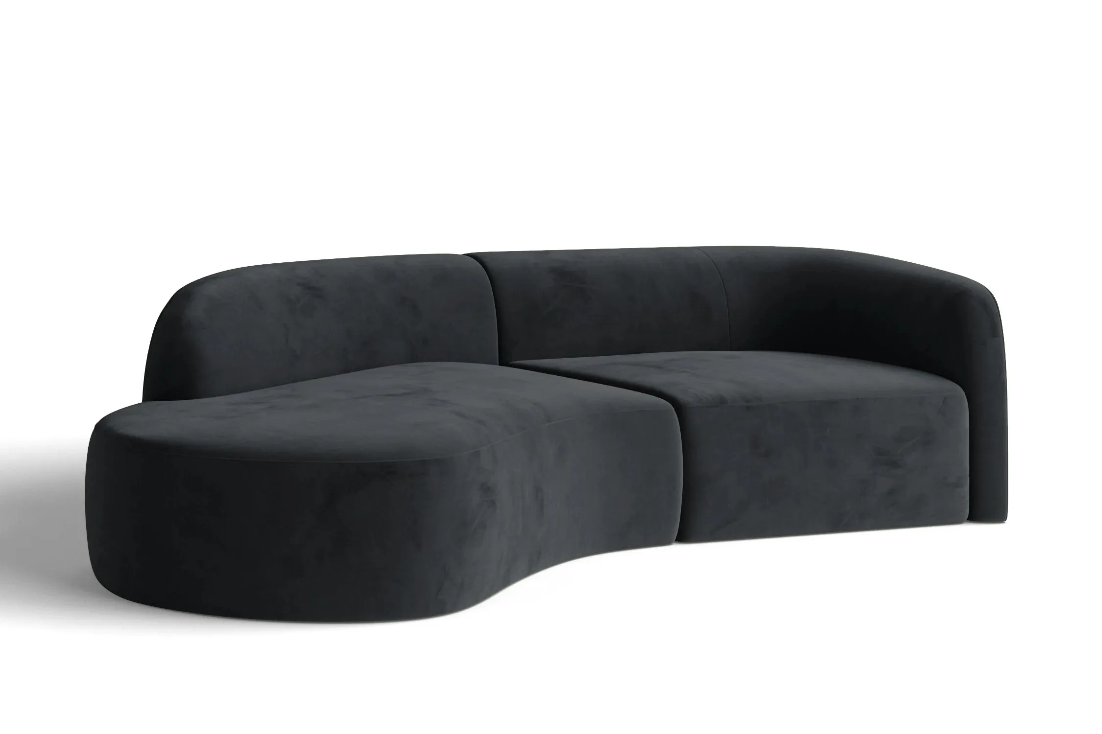 Caserta 3 Seater Left Hand Facing Chaise Lounge Corner Sofa Dark Grey Velvet