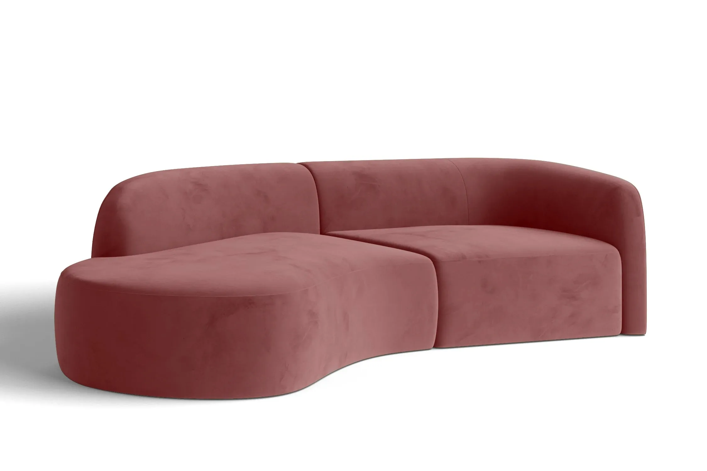Caserta 3 Seater Left Hand Facing Chaise Lounge Corner Sofa Pink Velvet