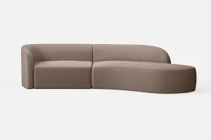 Caserta 3 Seater Right Hand Facing Chaise Lounge Corner Sofa Caramel Linen Fabric