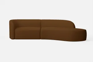 Caserta 3 Seater Right Hand Facing Chaise Lounge Corner Sofa Walnut Brown Leather