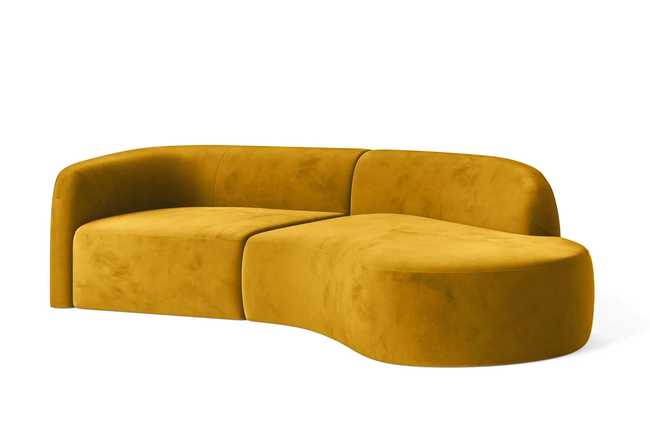 Caserta 3 Seater Right Hand Facing Chaise Lounge Corner Sofa Yellow Velvet