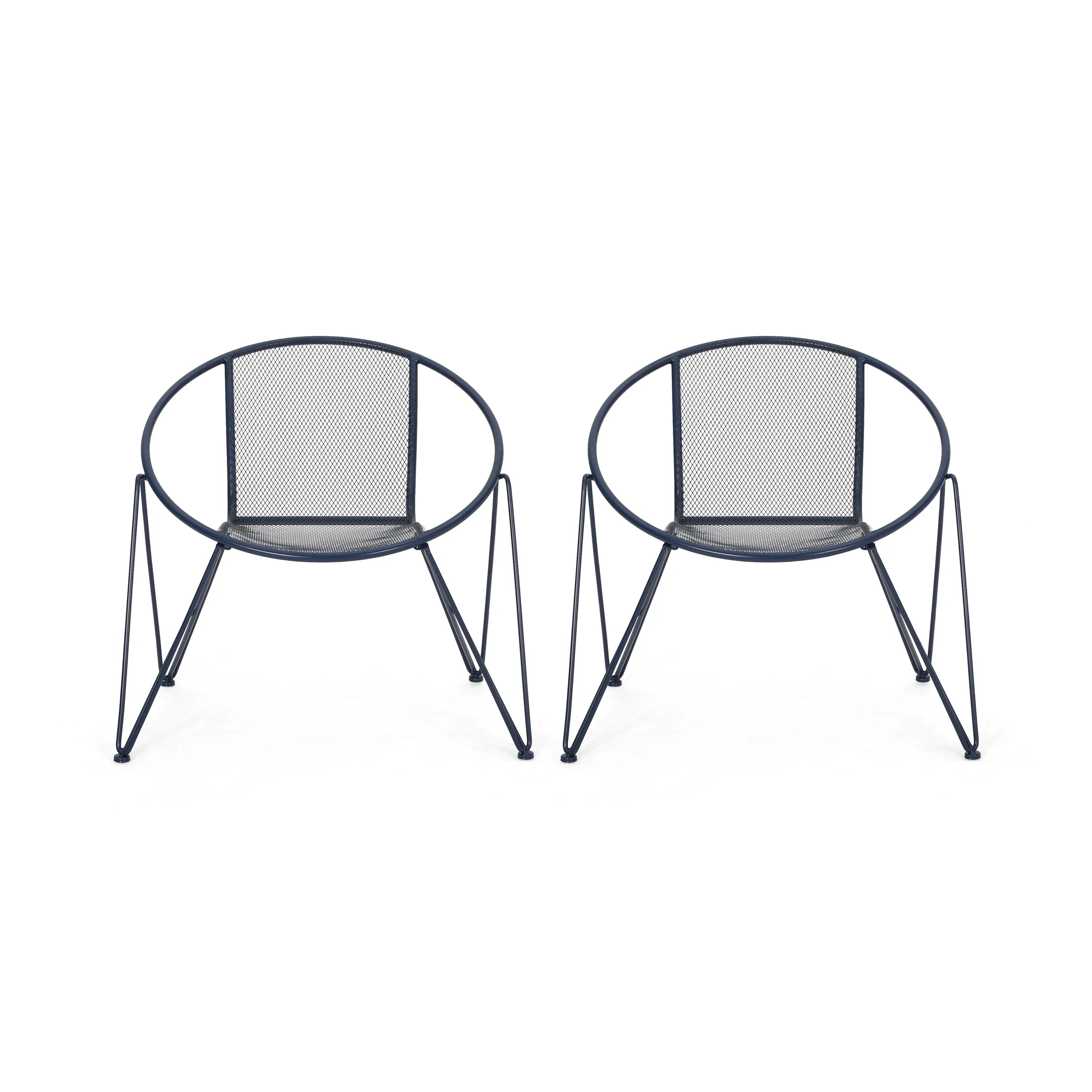 Graham Modern Outdoor Iron Club Chair (Set of 2)