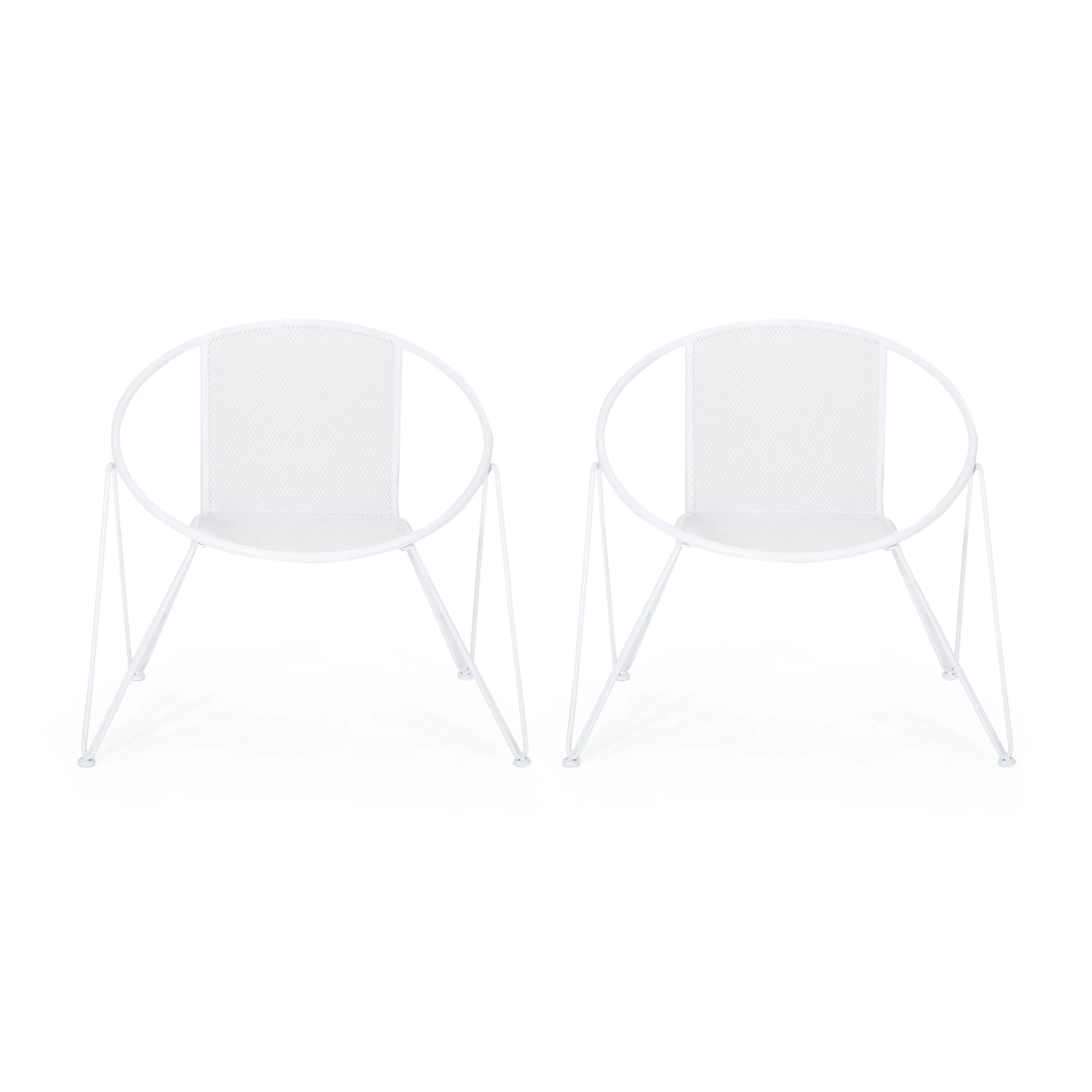 Graham Modern Outdoor Iron Club Chair (Set of 2)