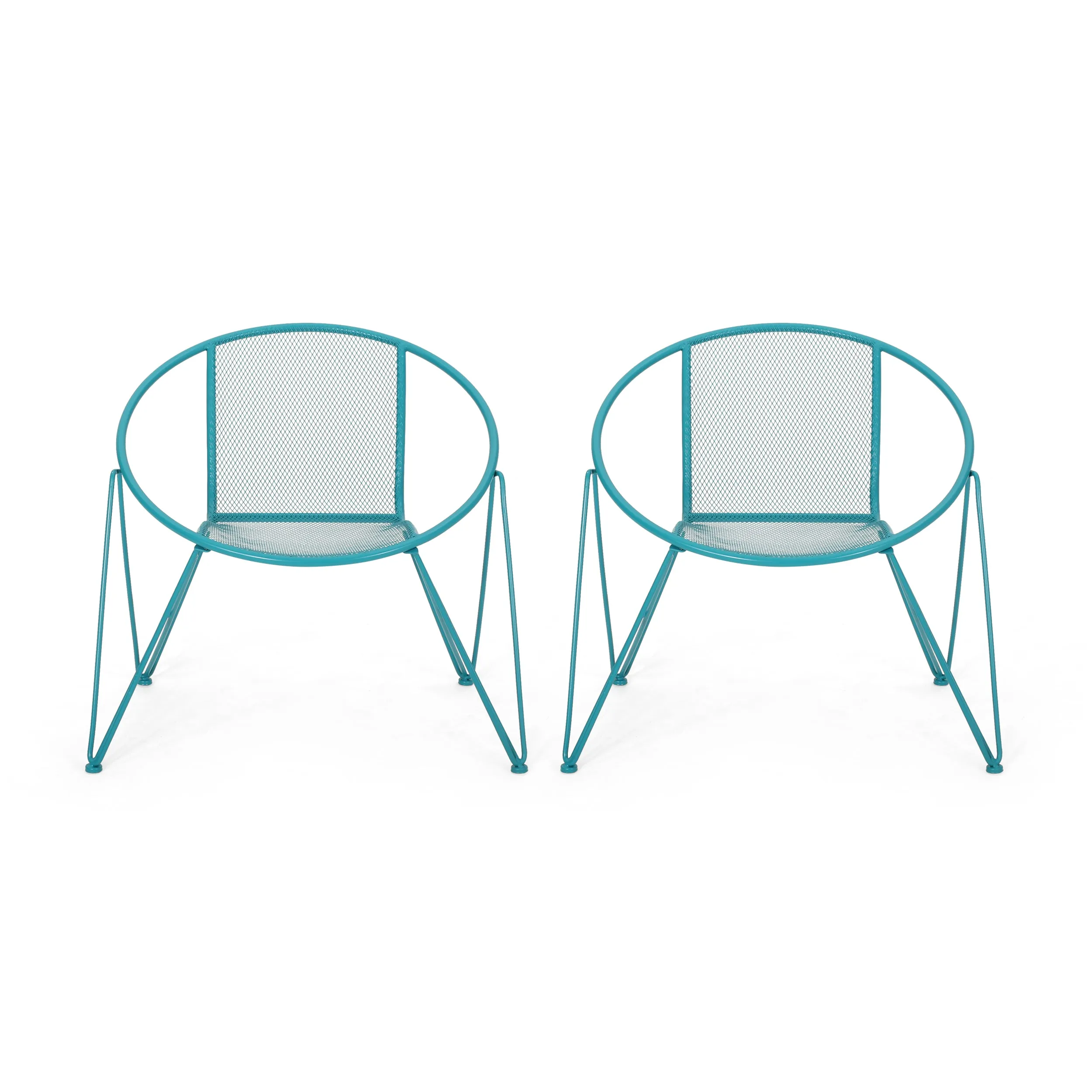Graham Modern Outdoor Iron Club Chair (Set of 2)