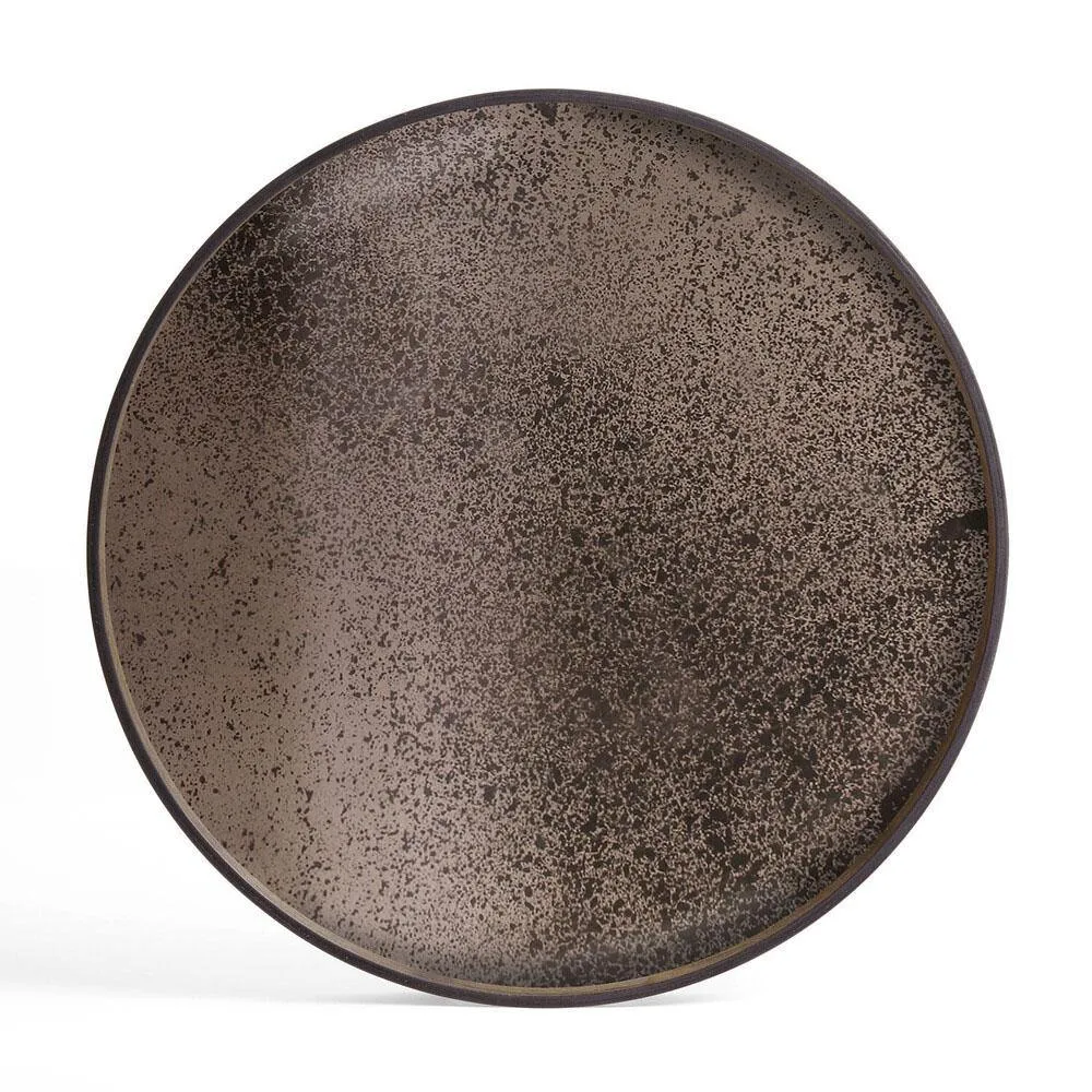Heavy Aged Bronze Extra Large Round Mirror Tray