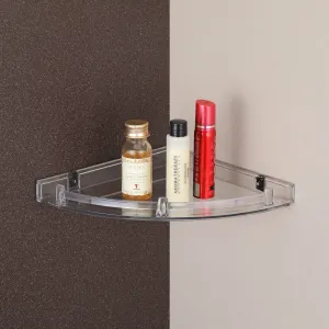 iSTAR Clear Transparent Plastic Soap Dish Tooth Brush Holder Home Acrylic Bathroom Faucets Accessories Corner Acrylic Wall Shelf 10 x 10 inch (Number of Shelves - 1, Clear)