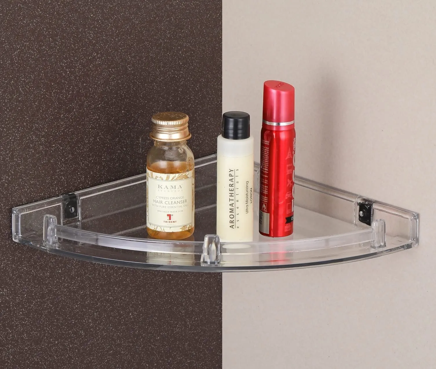 iSTAR Clear Transparent Plastic Soap Dish Tooth Brush Holder Home Acrylic Bathroom Faucets Accessories Corner Acrylic Wall Shelf 10 x 10 inch (Number of Shelves - 1, Clear)