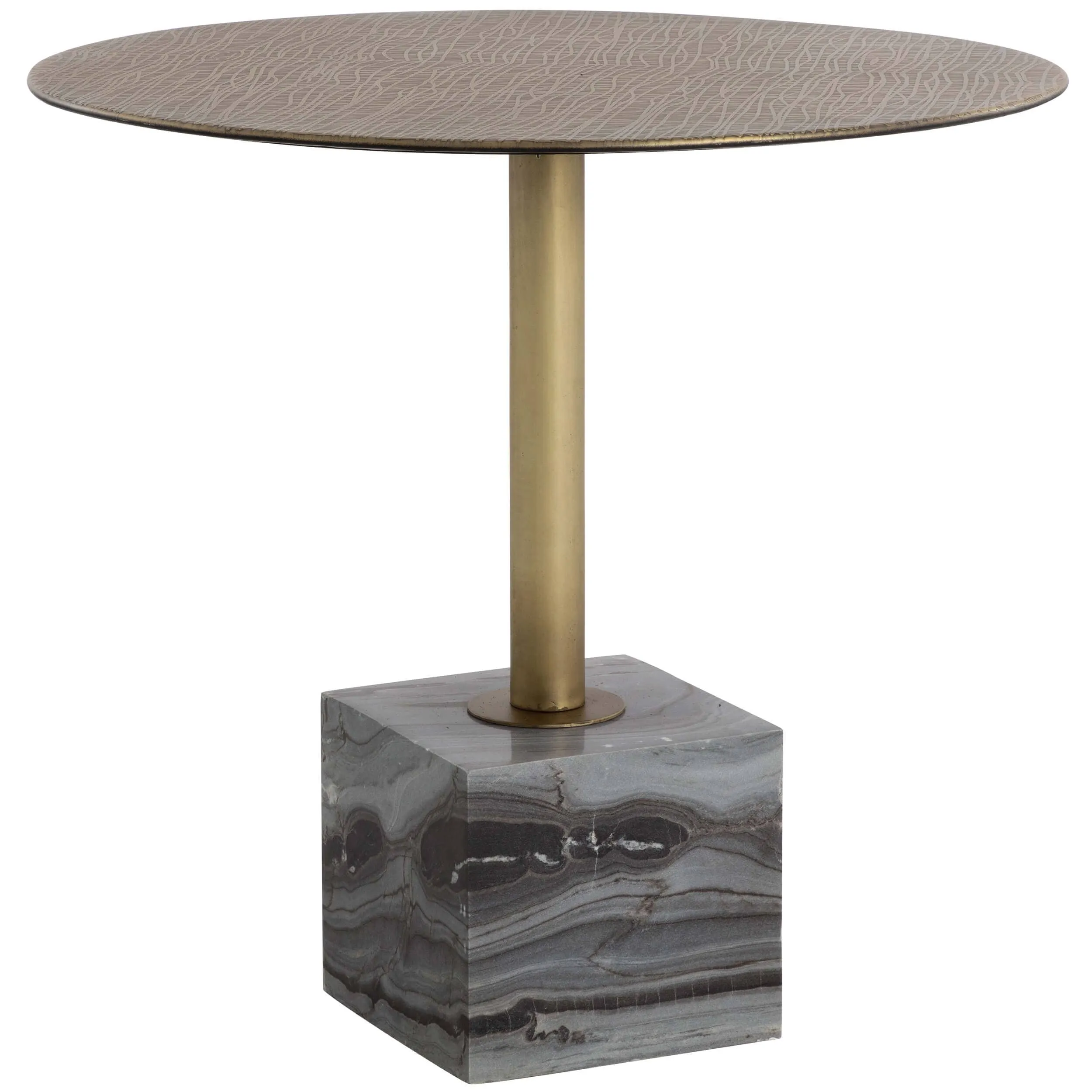 Kata 32" Round Bistro Table, Grey Marble