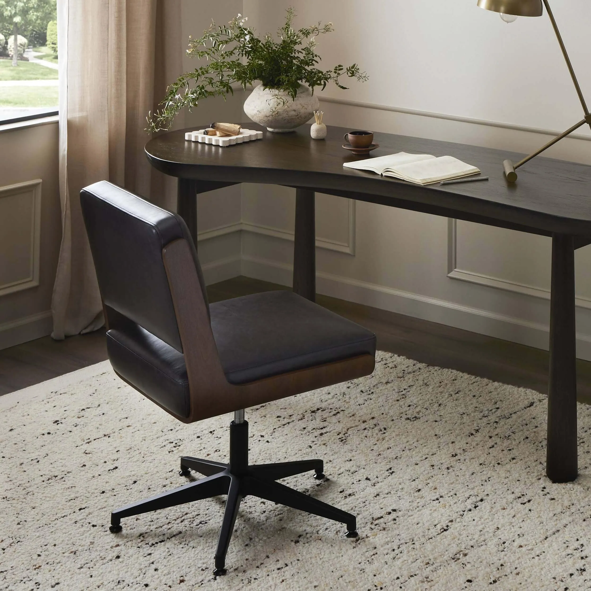 Landon Leather Desk Chair, Sonoma Black