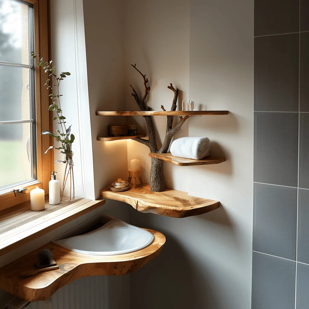 Long Live Edge Floating Wooden Shelf