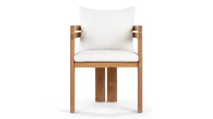 Lusso - Lusso Outdoor Dining Chair, Natural Teak with White Cushions