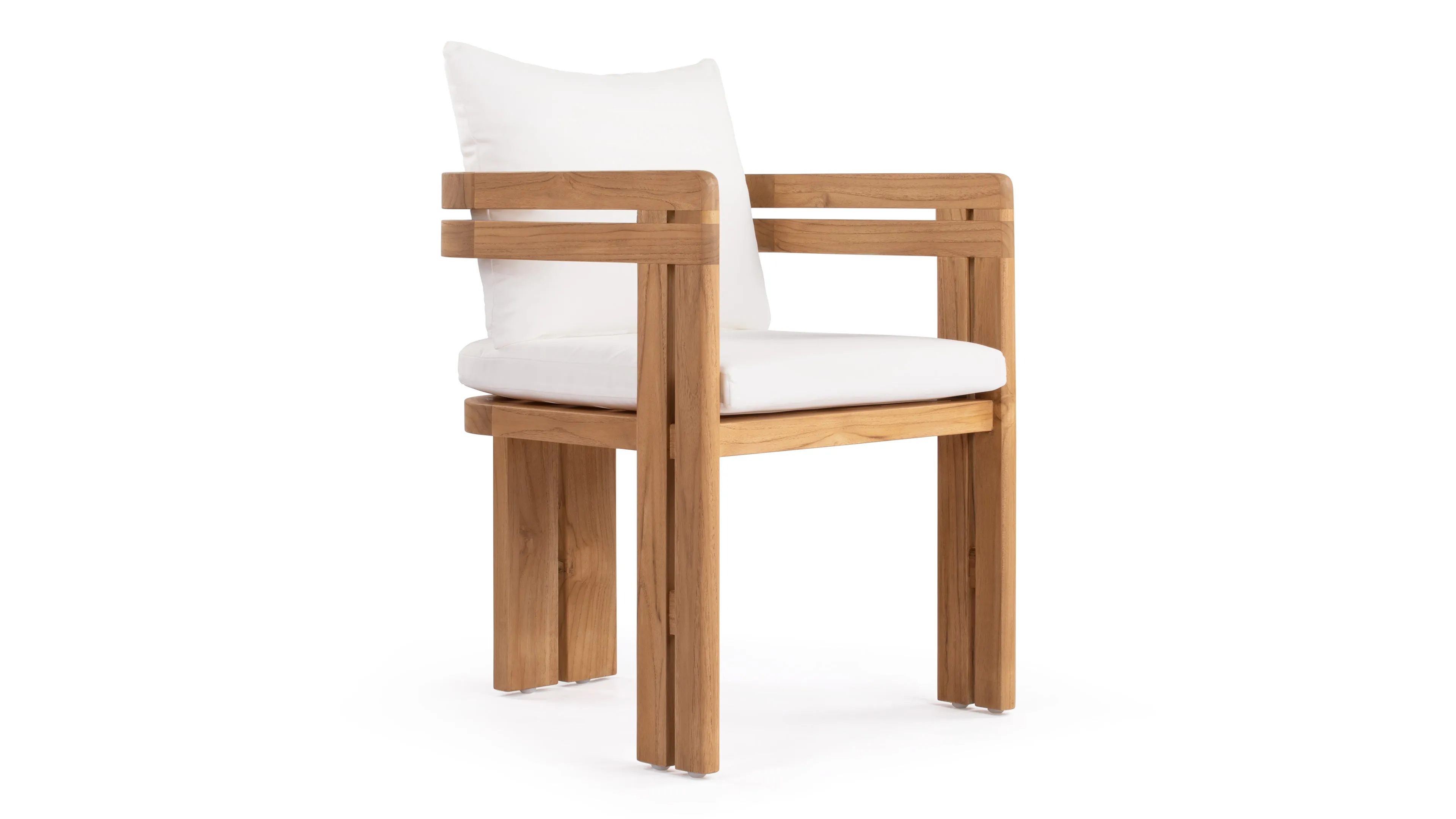 Lusso - Lusso Outdoor Dining Chair, Natural Teak with White Cushions