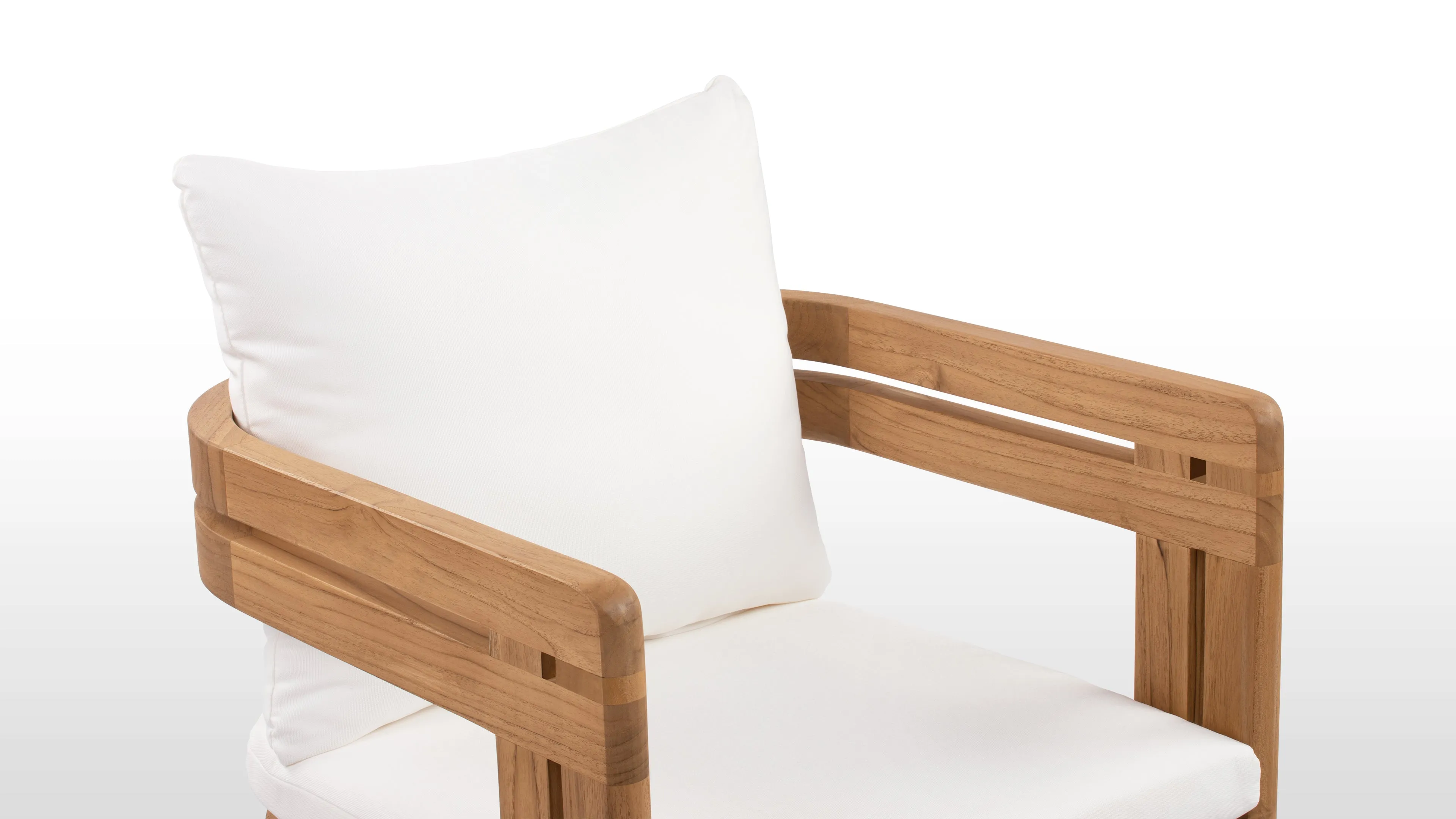 Lusso - Lusso Outdoor Dining Chair, Natural Teak with White Cushions