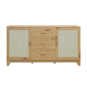 Manhattan Comfort Sheridan 59.05 Modern Cane Sideboard with Adjustable Shelves in Nature
