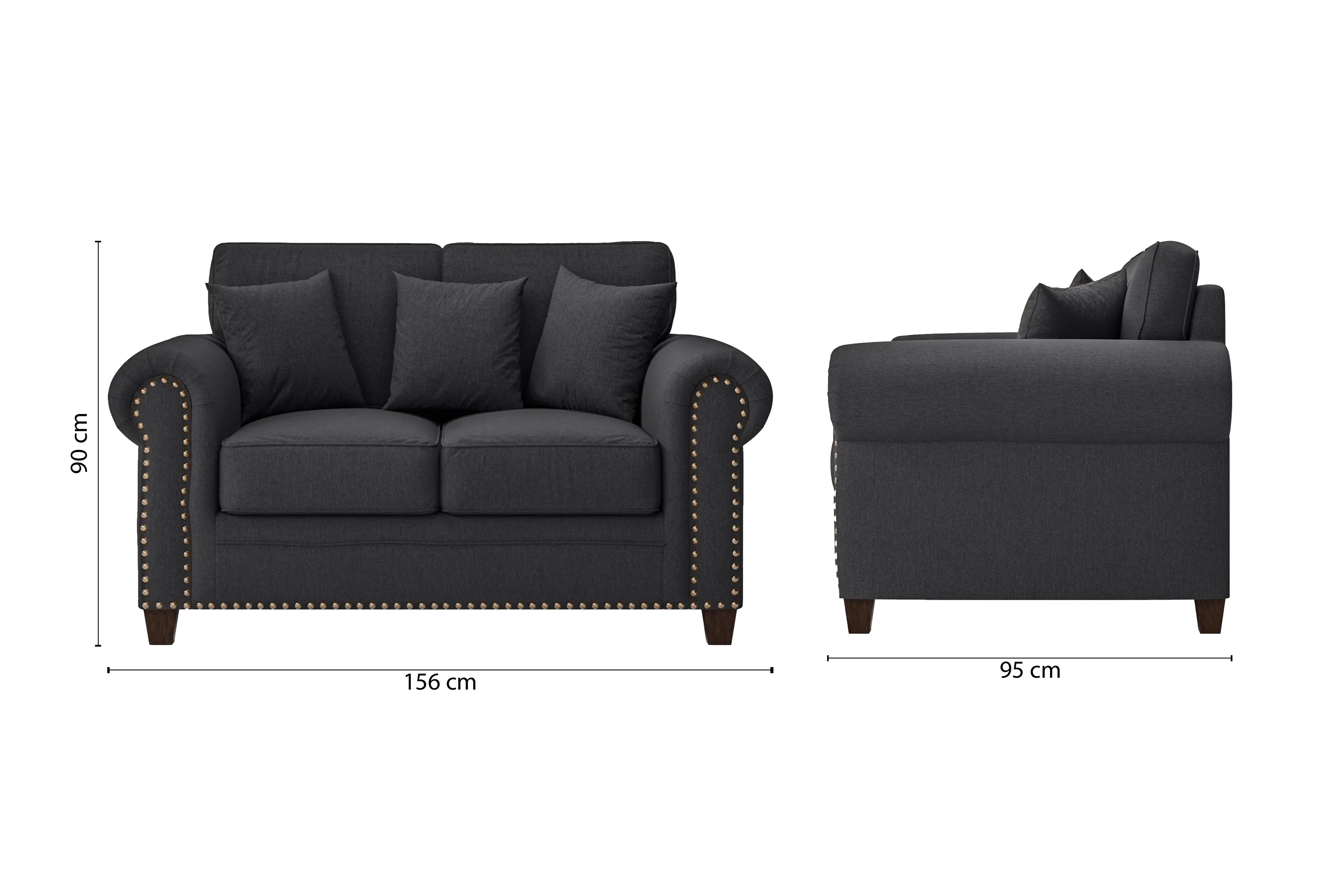 Marano 2 Seater Sofa Dark Grey Linen Fabric