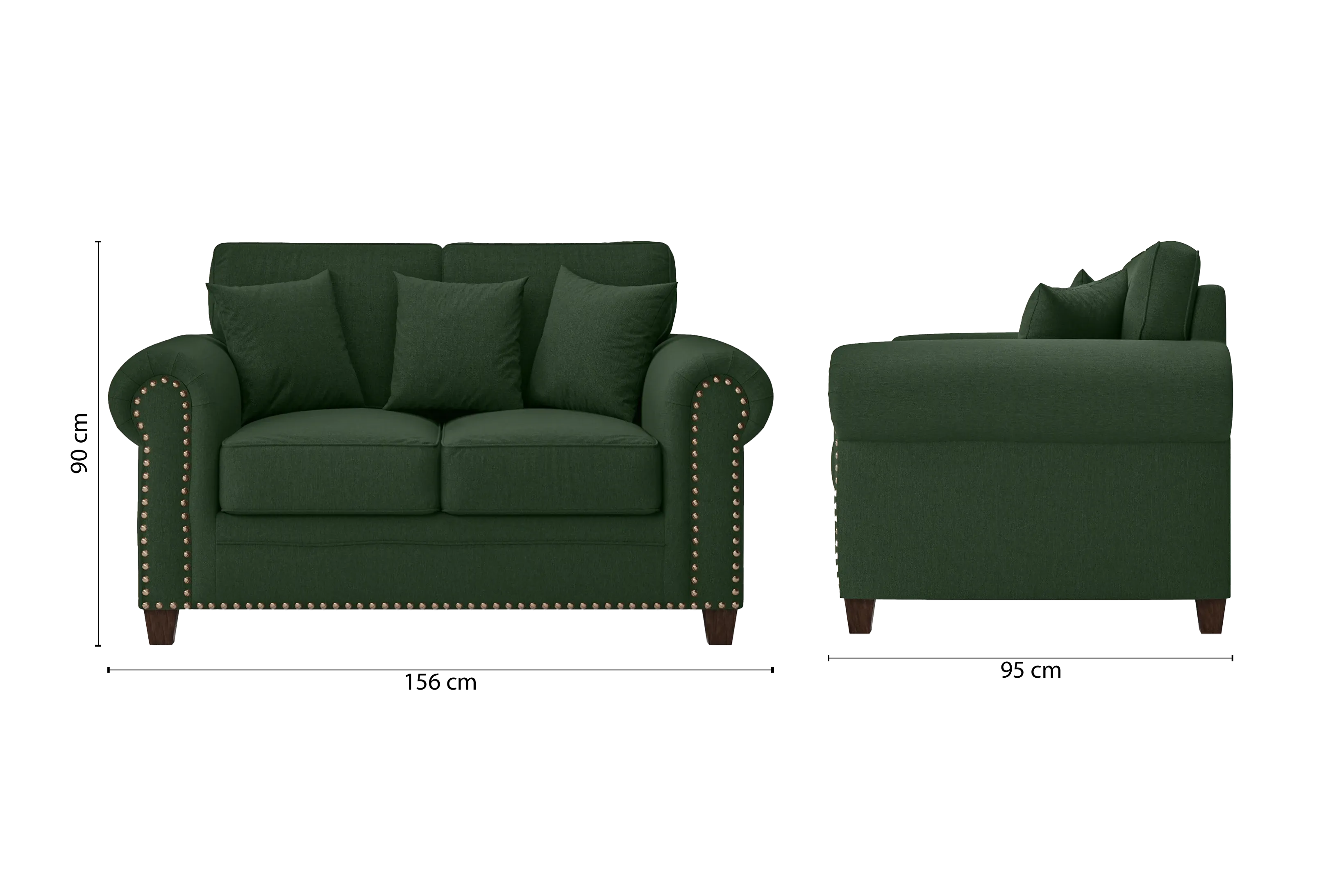 Marano 2 Seater Sofa Forest Green Linen Fabric