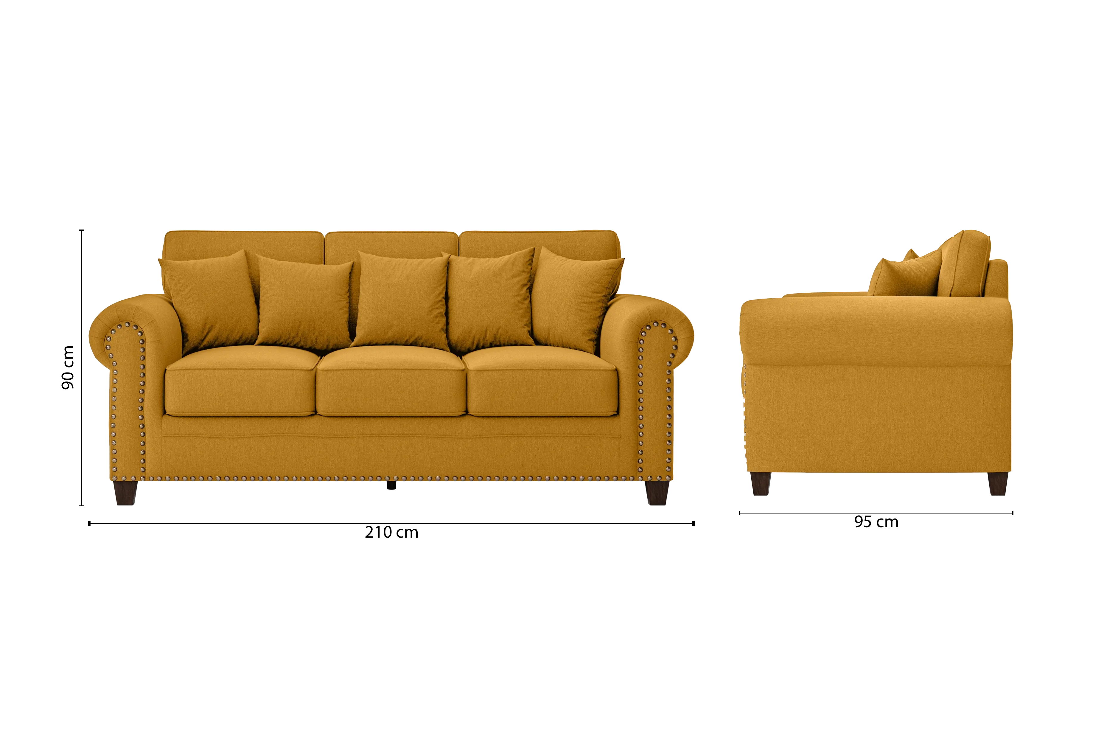Marano 3 Seater Sofa Yellow Linen Fabric