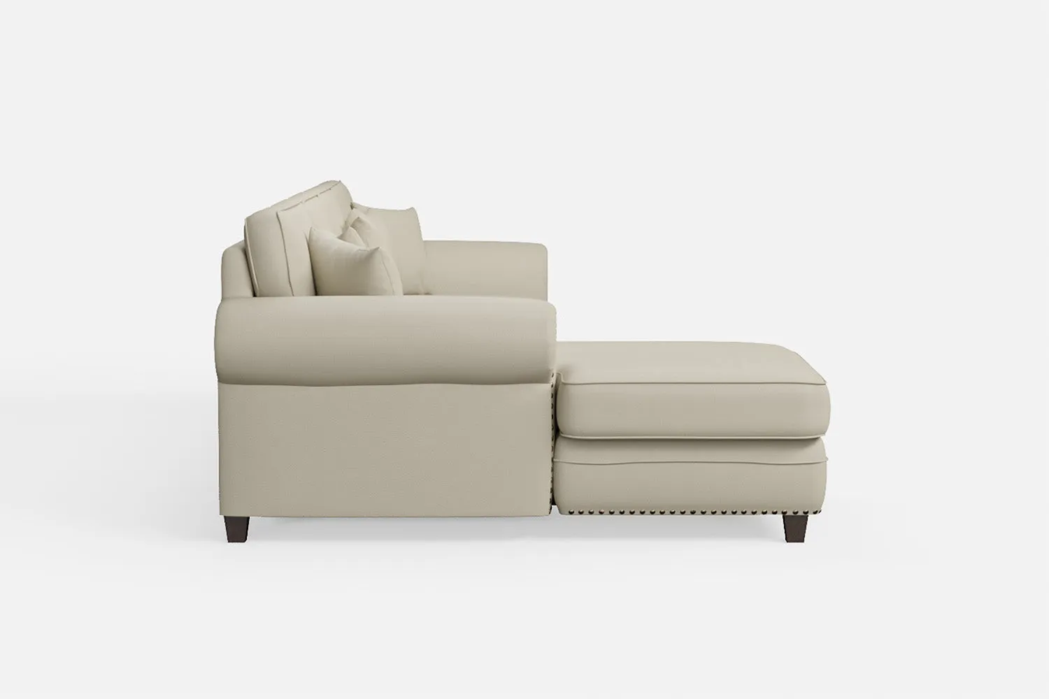 Marano 4 Seater Left Hand Facing Chaise Lounge Corner Sofa Cream Leather