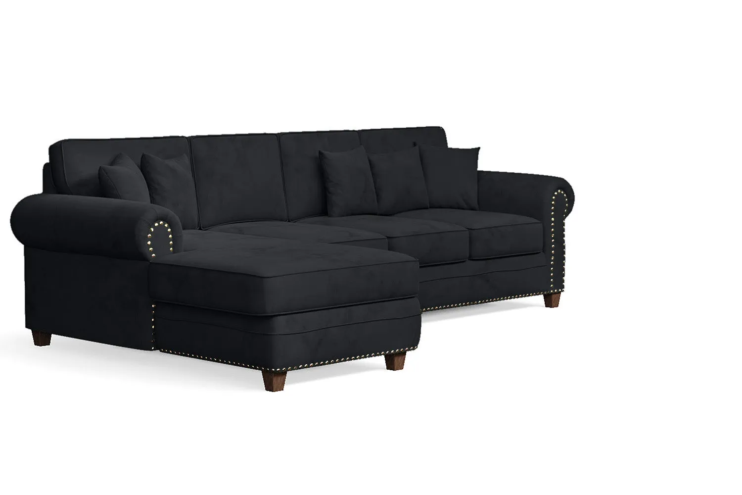Marano Dark Grey Velvet 4-Seater Left-Hand Facing Chaise Lounge Corner Sofa with Elegant Design and Plush Comfort