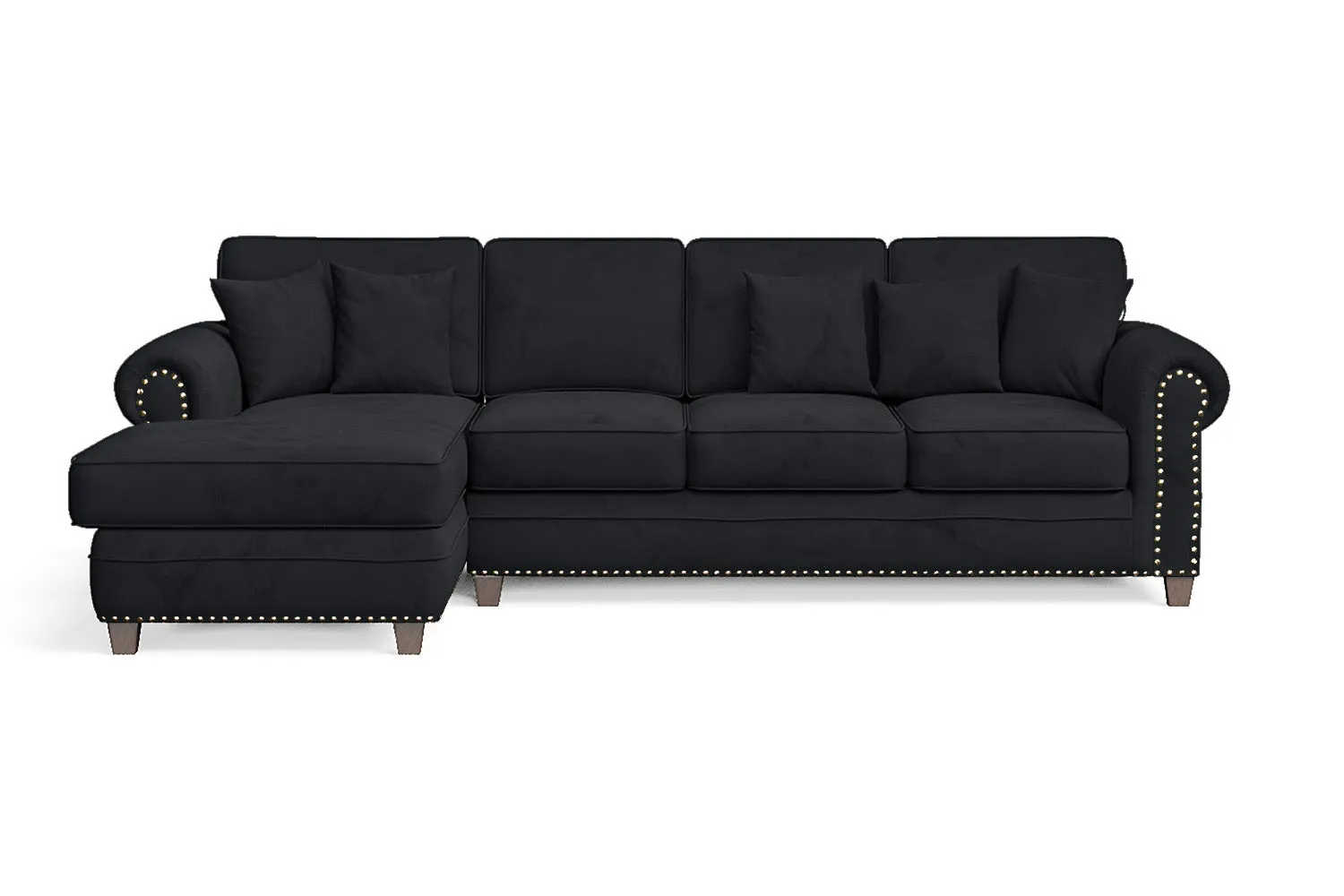 Marano Dark Grey Velvet 4-Seater Left-Hand Facing Chaise Lounge Corner Sofa with Elegant Design and Plush Comfort