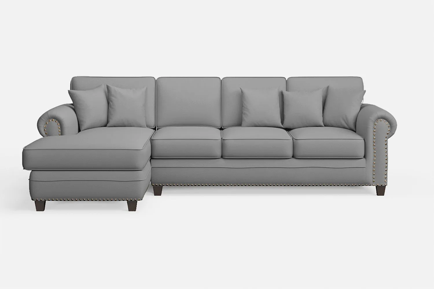 Marano 4 Seater Left Hand Facing Chaise Lounge Corner Sofa Grey Leather