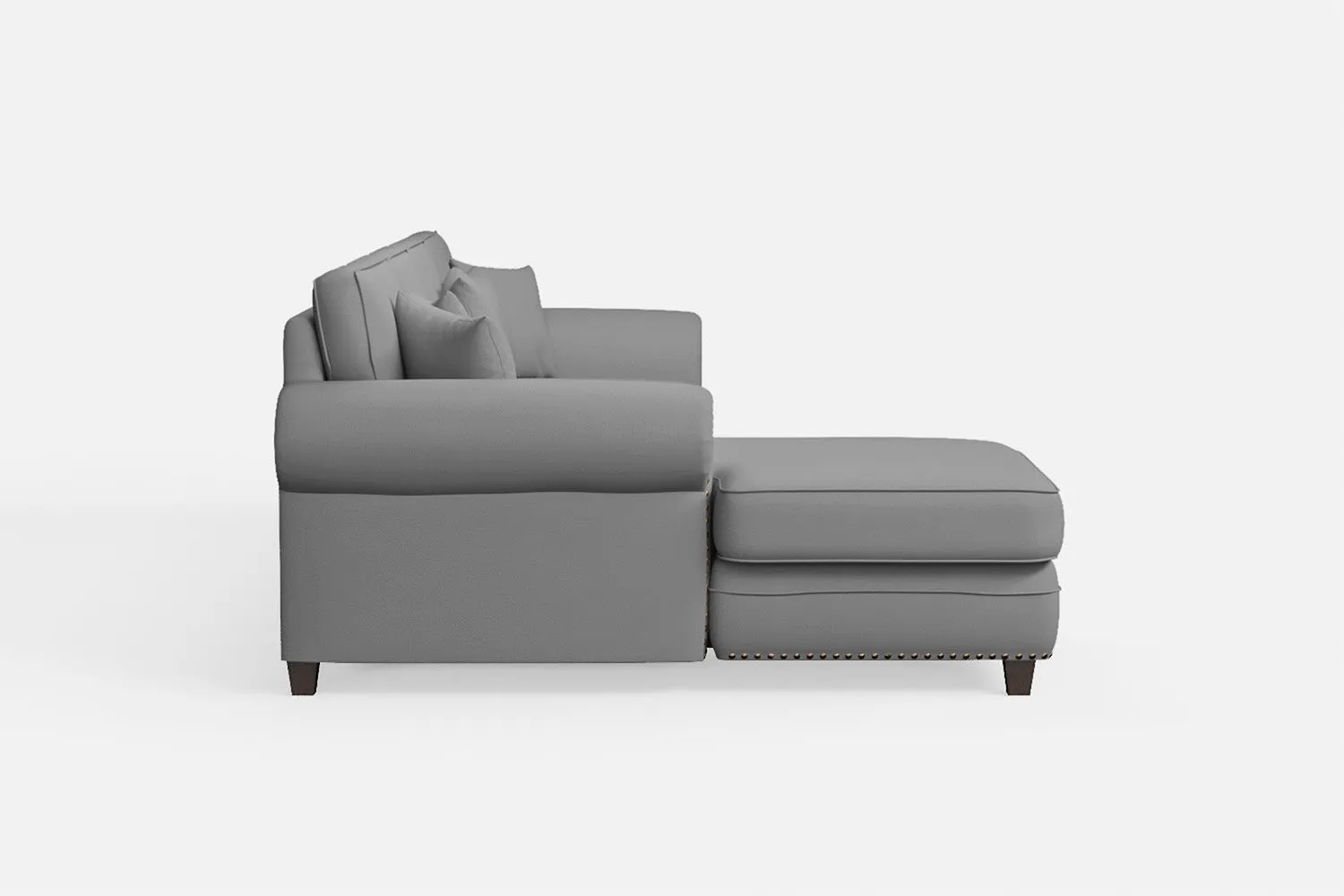 Marano 4 Seater Left Hand Facing Chaise Lounge Corner Sofa Grey Leather