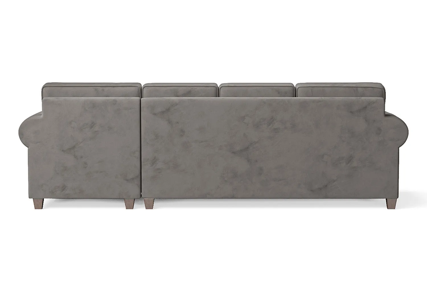 Stylish Grey Velvet Marano Right-Hand Facing 4-Seater Chaise Lounge Corner Sofa