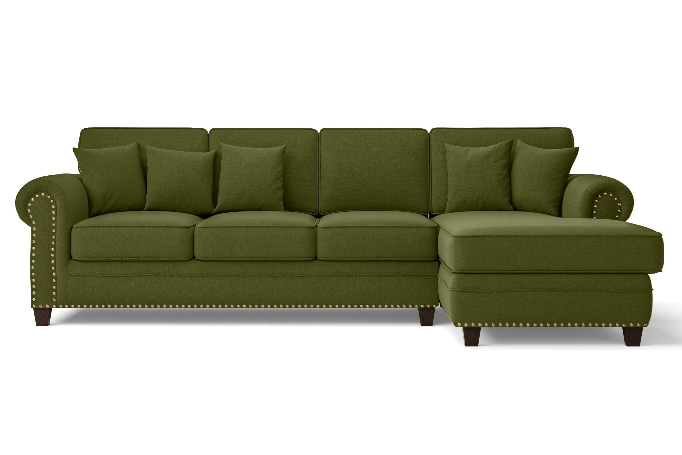 Marano 4 Seater Right Hand Facing Chaise Lounge Corner Sofa Olive Linen Fabric