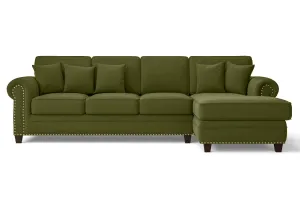 Marano 4 Seater Right Hand Facing Chaise Lounge Corner Sofa Olive Linen Fabric