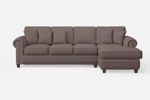 Marano 4 Seater Right Hand Facing Chaise Lounge Corner Sofa Rose Taupe Leather