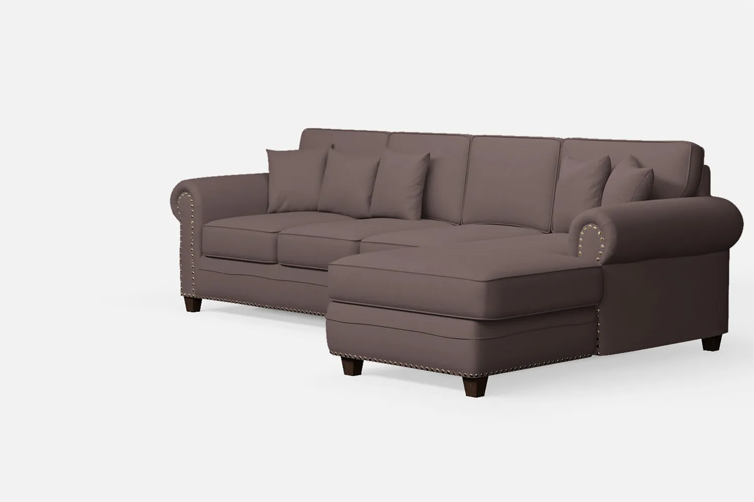 Marano 4 Seater Right Hand Facing Chaise Lounge Corner Sofa Rose Taupe Leather