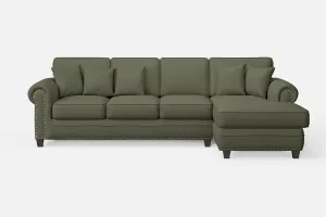 Marano 4 Seater Right Hand Facing Chaise Lounge Corner Sofa Sage Leather