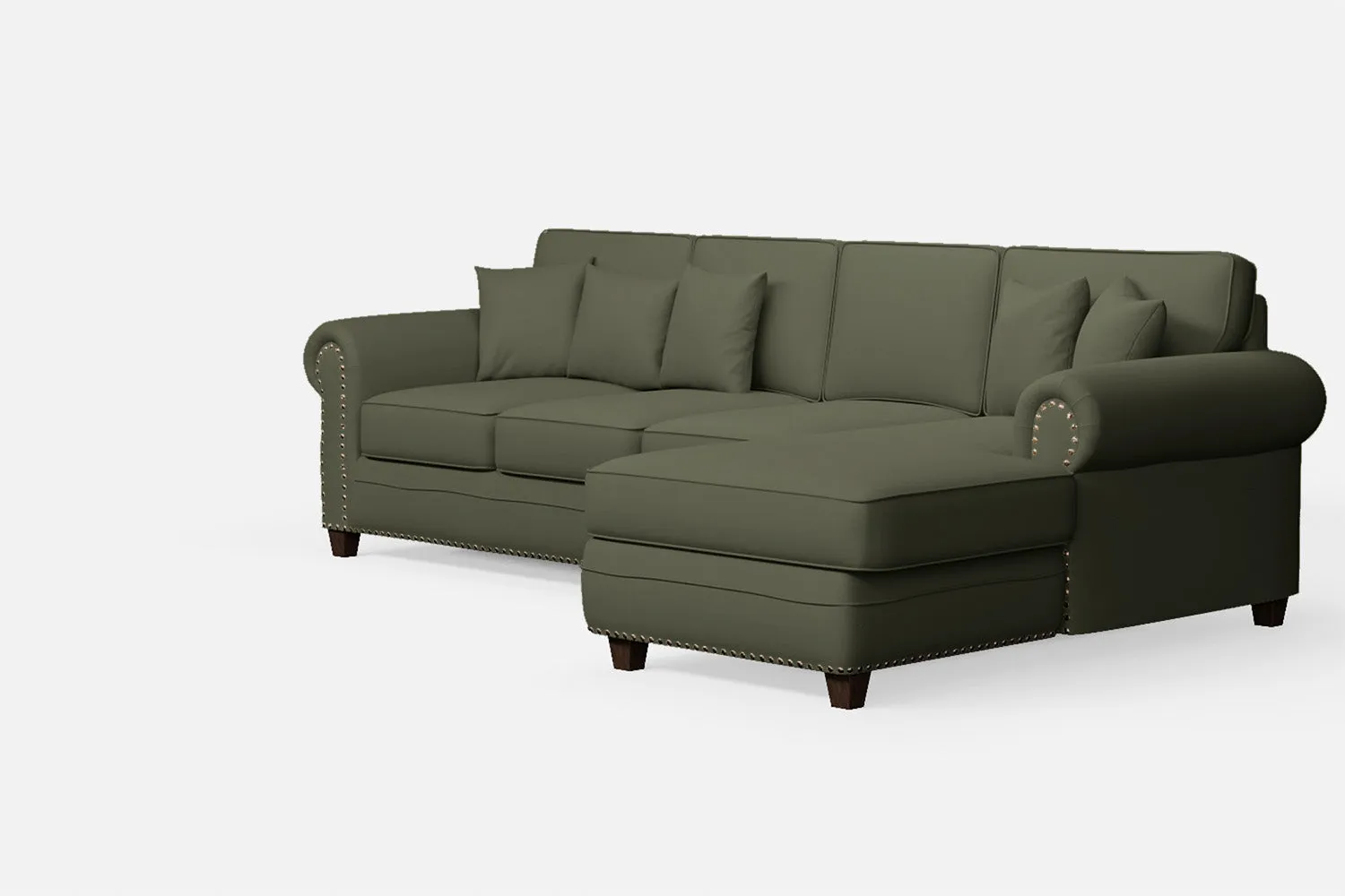 Marano 4 Seater Right Hand Facing Chaise Lounge Corner Sofa Sage Leather