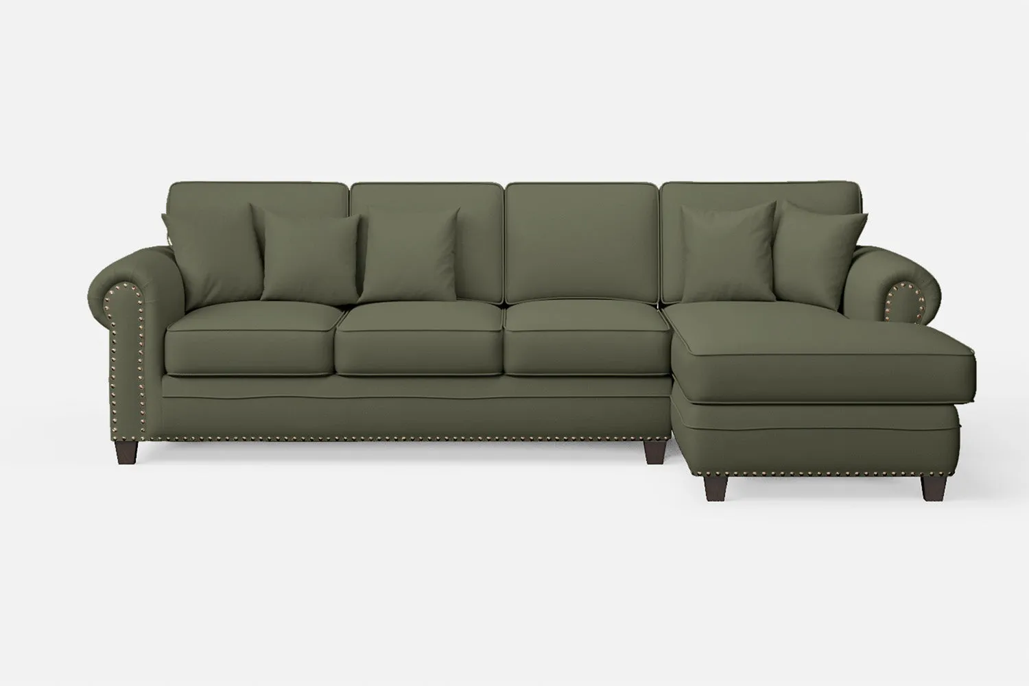 Marano 4 Seater Right Hand Facing Chaise Lounge Corner Sofa Sage Leather
