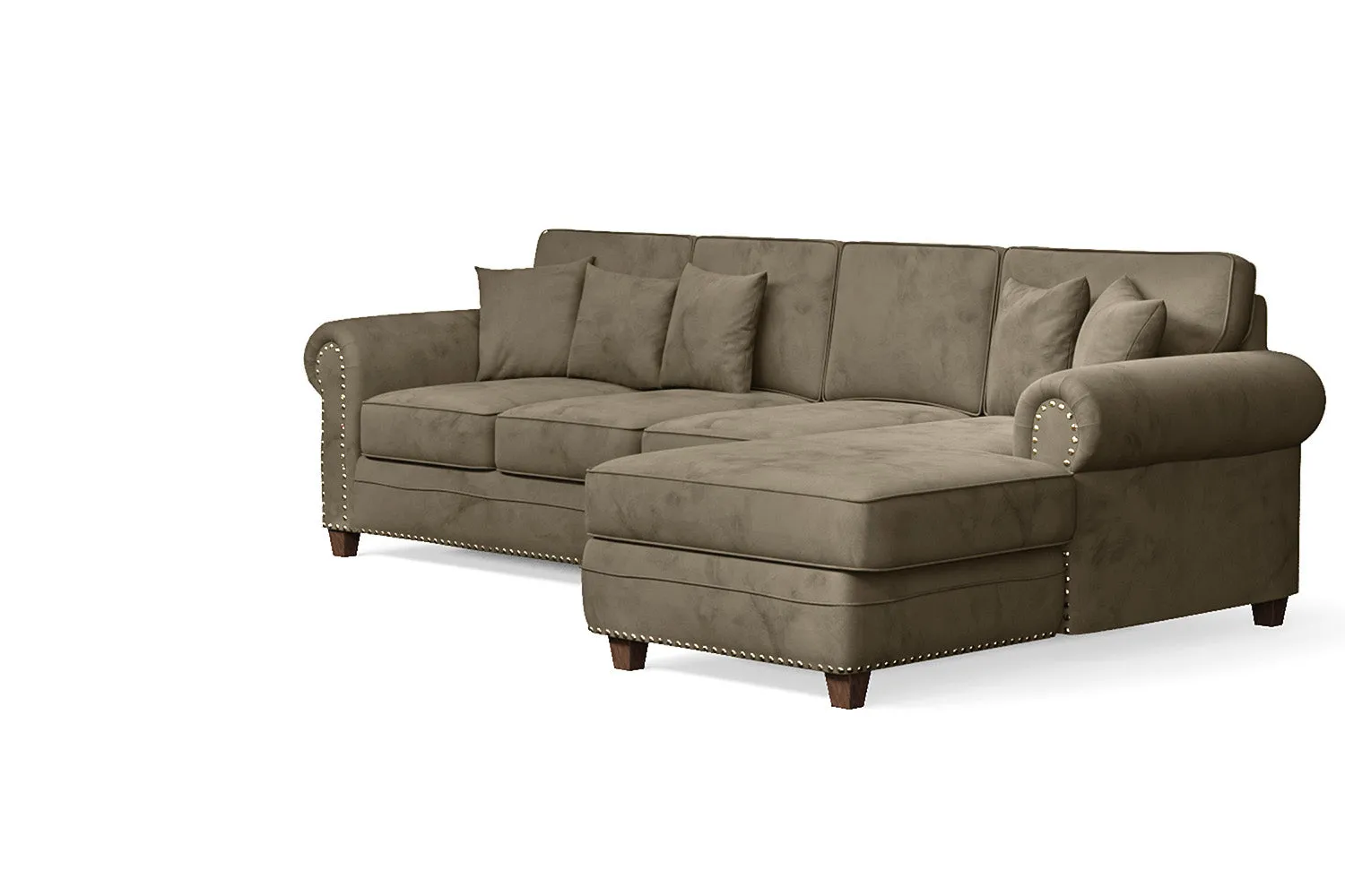 Marano 4 Seater Right Hand Facing Chaise Lounge Corner Sofa Sand Velvet