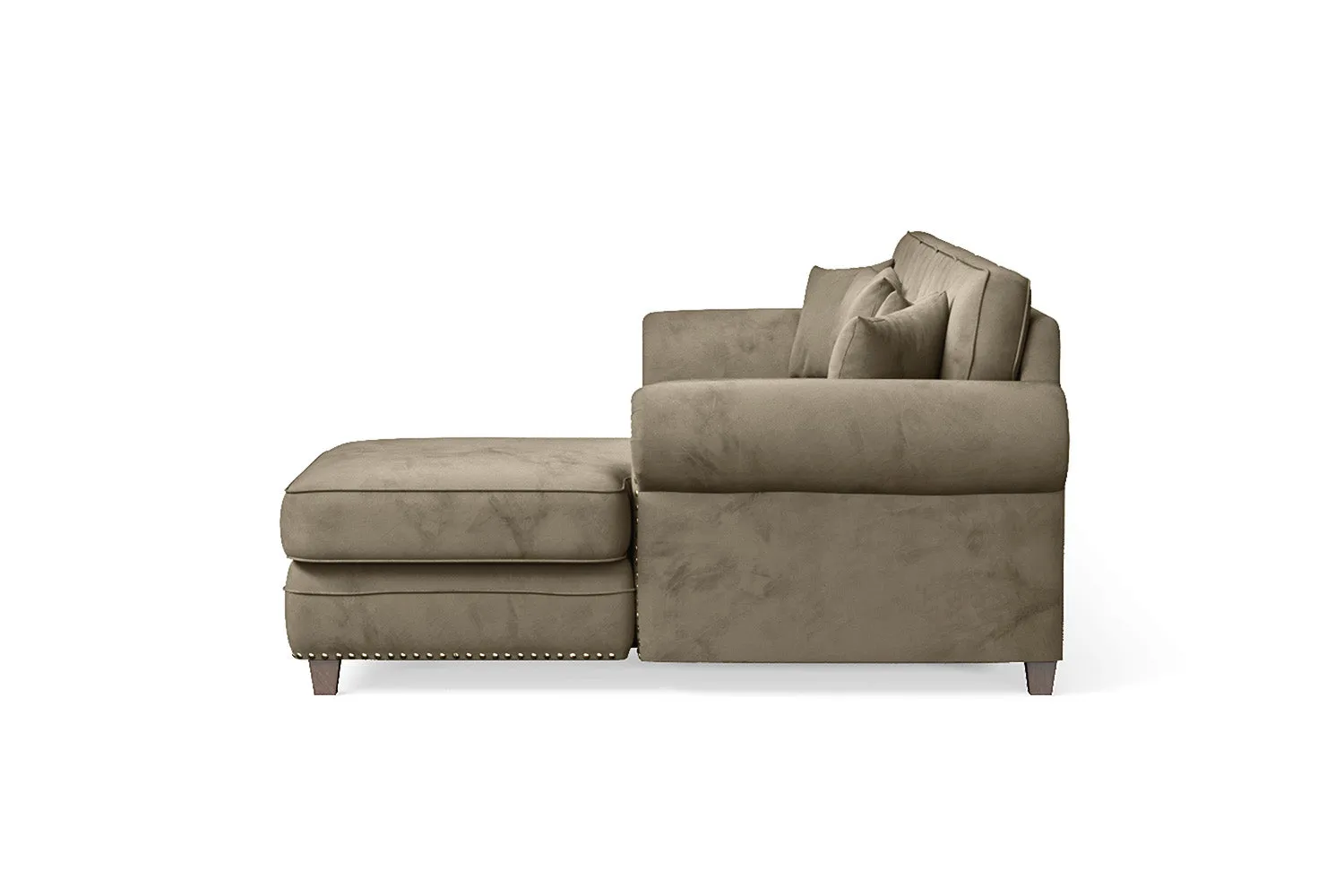 Marano 4 Seater Right Hand Facing Chaise Lounge Corner Sofa Sand Velvet