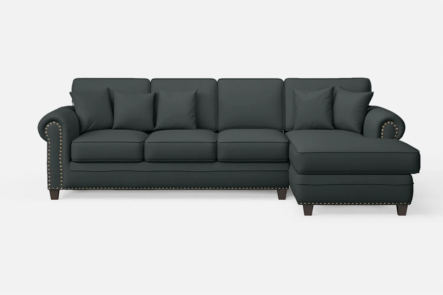 Marano 4 Seater Right Hand Facing Chaise Lounge Corner Sofa Slate Leather