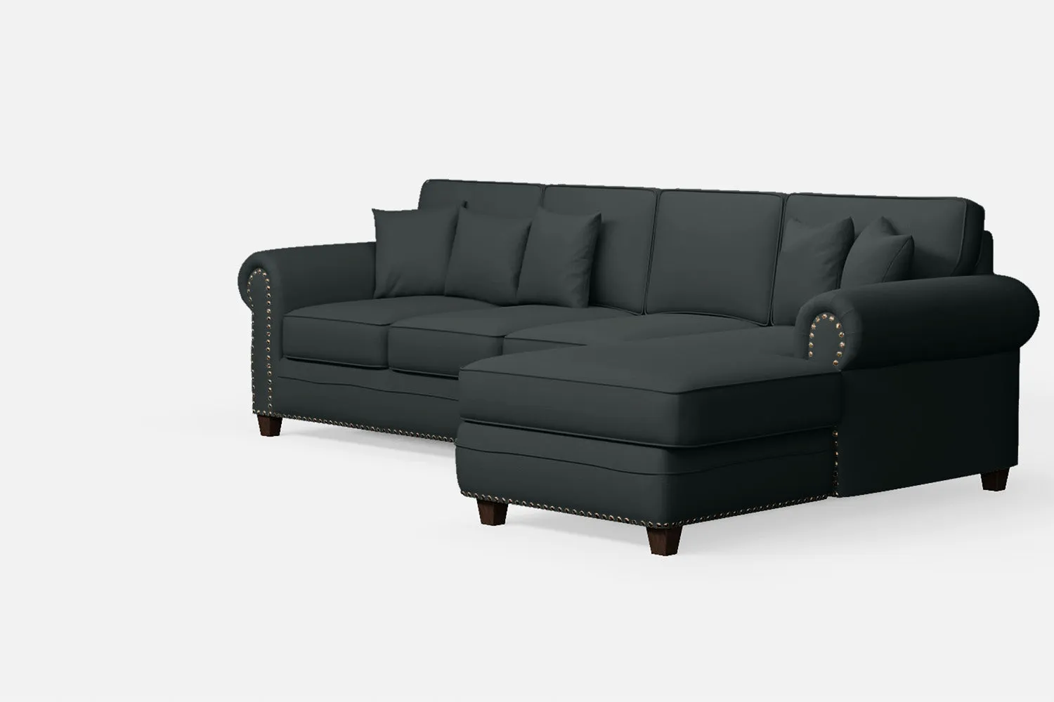 Marano 4 Seater Right Hand Facing Chaise Lounge Corner Sofa Slate Leather