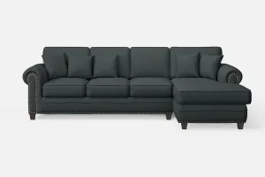 Marano 4 Seater Right Hand Facing Chaise Lounge Corner Sofa Slate Leather
