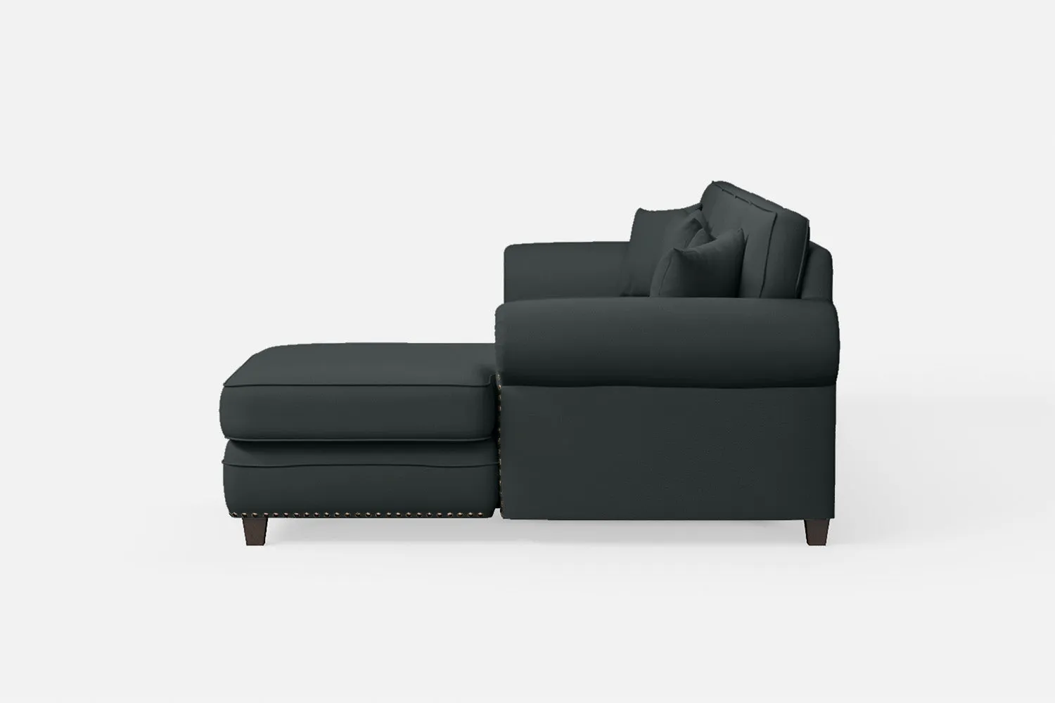Marano 4 Seater Right Hand Facing Chaise Lounge Corner Sofa Slate Leather