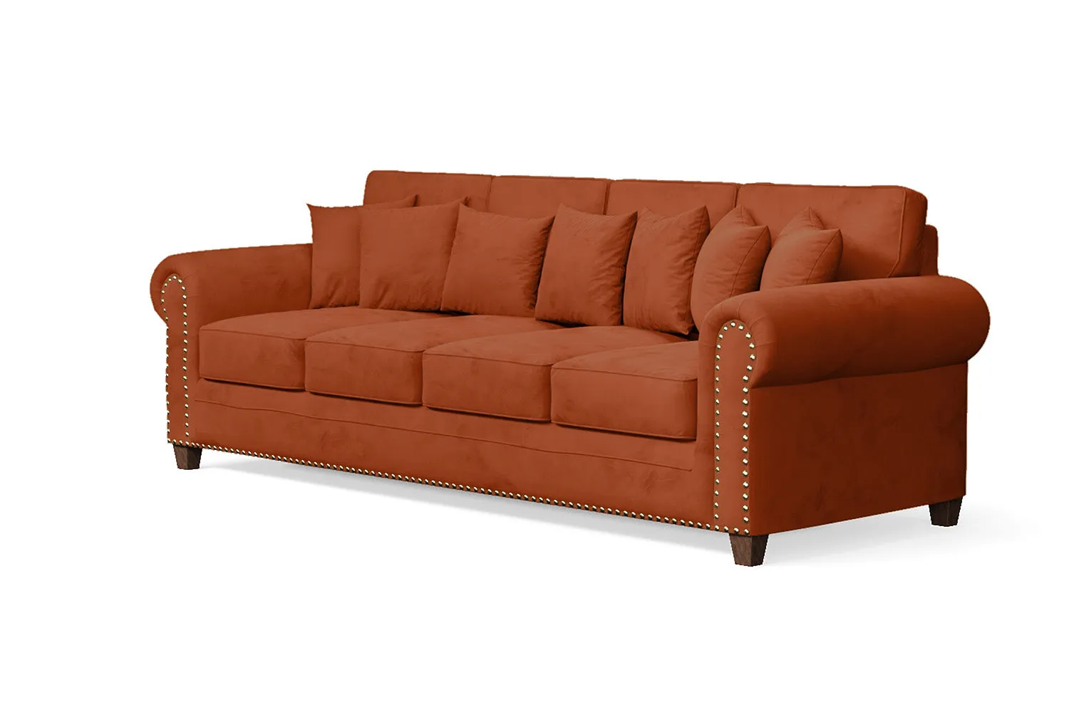 Marano 4 Seater Sofa Orange Velvet