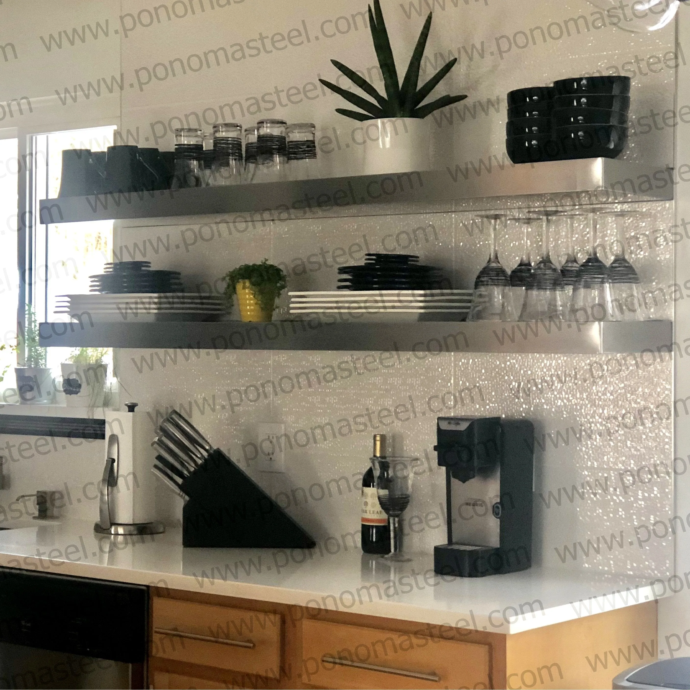 Metal shelves 53"- 57" (cm. 135 - 145) made-to-order floating shelves Ponoma®