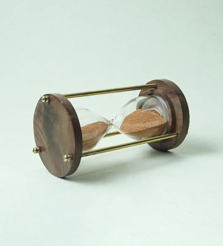 METROMANTAR Unique Wooden Handcrafted Sand Hour Glass Clock, Best for Desk Use and Office Desk