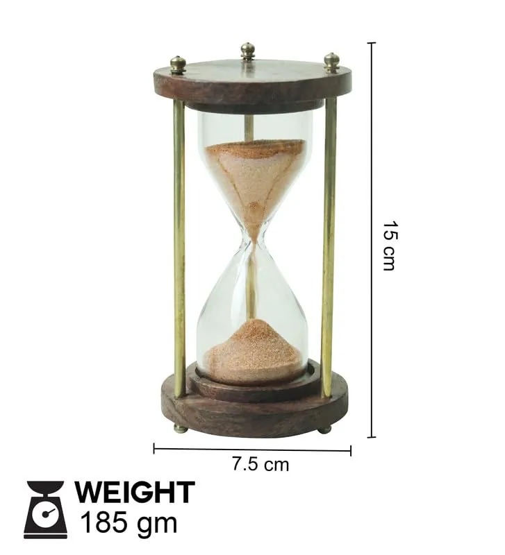 METROMANTAR Unique Wooden Handcrafted Sand Hour Glass Clock, Best for Desk Use and Office Desk