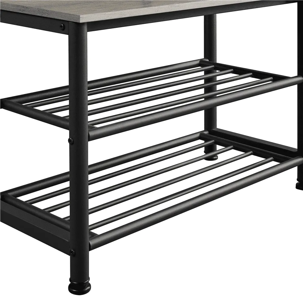 modern 73'' H Metal Hall Tree Entryway Coat Rack with Shoe Storage Bench & 9 Movable Hooks,Gray