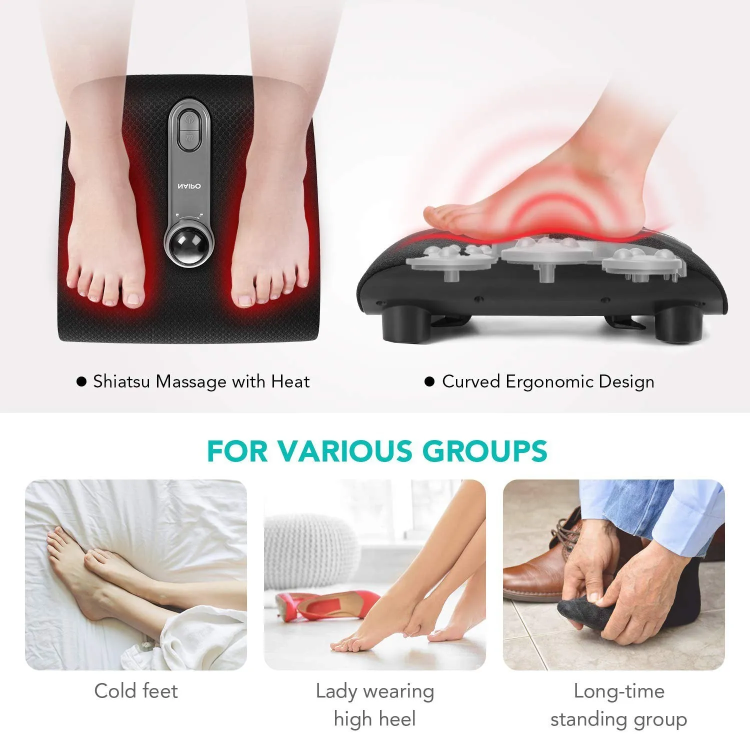 Naipo Foot Massager with Heat and Deep Kneading