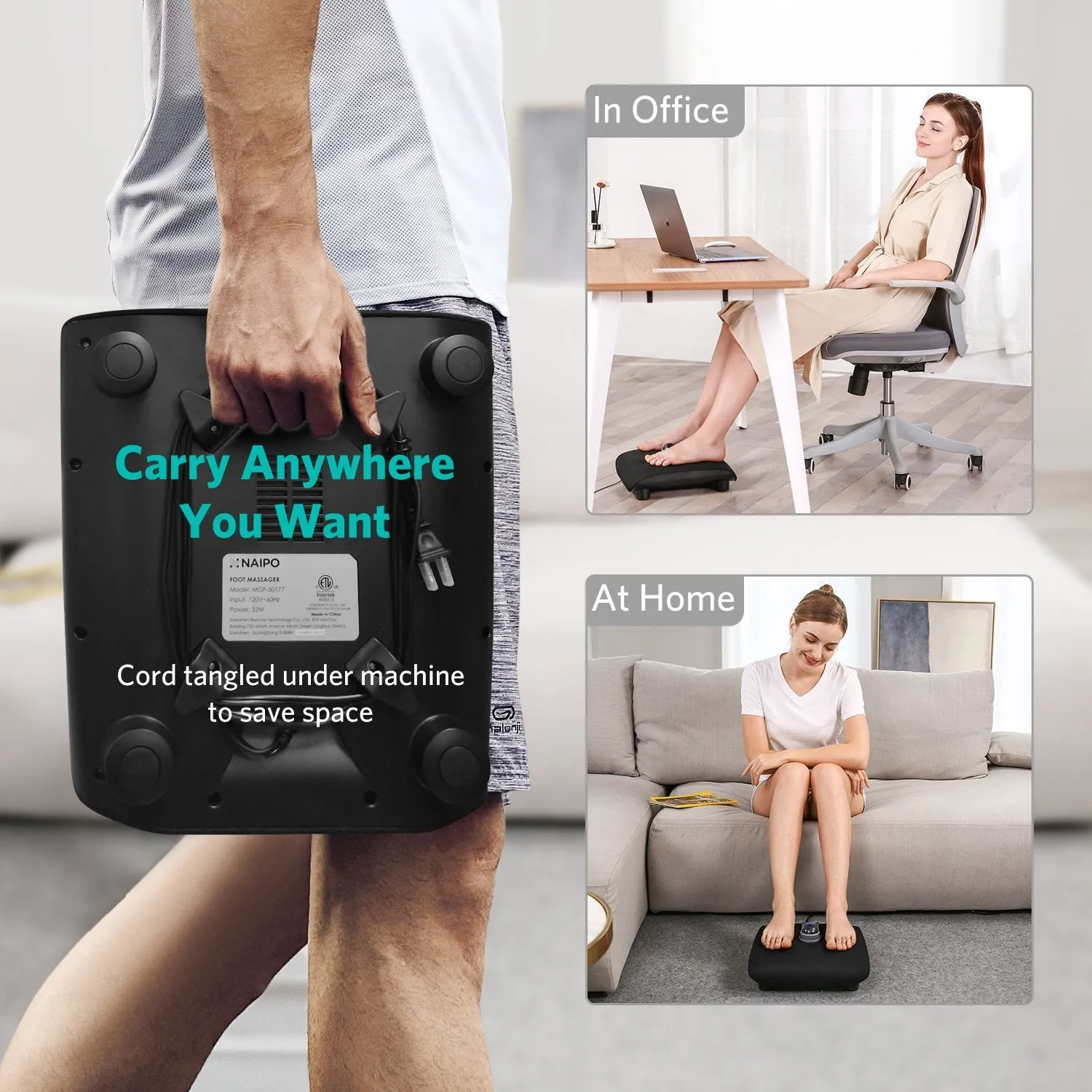Naipo Foot Massager with Heat and Deep Kneading