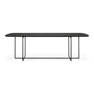 Oak Arc Black Dining Table - Varnished